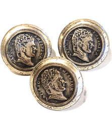 Three Vtg Napoleon Empereur Silver Tone Medal Buttons picture