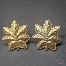Pair H-H Major O-4 Gold Oak Leaf 7-Point Veined Rank 1/20 10K GF SER 135 picture