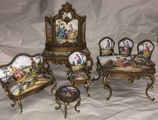 antique viennese enamel bronze miniature furniture picture