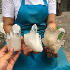 3Pcs 4.11LB Natural White Clear Quartz Crystal Cluster Rough Healing Specimen picture