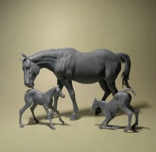 Mare with foals / unpainted printed resin horse / micro - large traditional picture