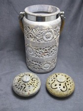 X-Large Hand Carved Soapstone Candle Holder & Incense Burners - Floral Details picture