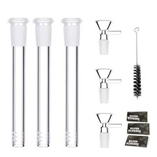 3PC 4.7 ''Glass Bong 18.8mm Down Stem +3PC 14mm Bowl Water Pipe Brush Screen picture