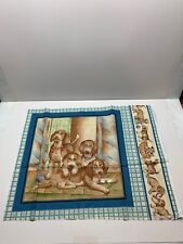 Cranston Print Works Dogs Puppies Fabric Panel Pillow vintage picture