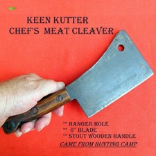VTG. Keen Kutter Chef's Cleaver Healed Stout Wood Handle 6' Blade  picture