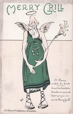 Antique Merry Grill Brussels Belgium Angel funny Postcard St Pierre dress cross picture