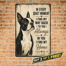 Boston Terrier Metal Sign Retro Dog Portrait Tin Plaque Home Decor Art picture