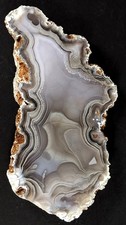 Gorgeous Banded Black & White Calandria Agate Mexico Cut & Polished 1/2 Nodule picture
