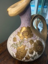 Antique RStK Amphora Turn Teplitz Art Nouveau Poppy Ewer Vase Austria c1900 picture