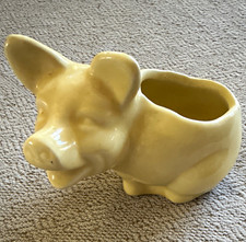Yellow Glazed Ceramic Pig Planter Pot, Solid Animal Shape for Plants - 4.5” picture