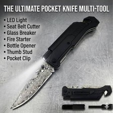 8.5 Outdoor Camping Pocket Knife, 6 in 1 Multi - Function Folding Knife w Light picture