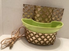 Vtg. Sierra Columbia TV Lamp Planter Metal Filigree Ceramic Lt. Green Works picture
