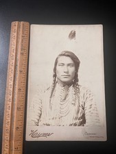 Cabinet Card Crow Indian Warrior Hail Stone Haynes Photo Bozeman Montana 1883 picture