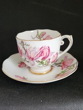 Vintage Roslyn Tea Cup And Saucer Set Magnolia Pattern In Amazing Condition picture