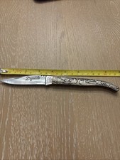 Vintage Laquiole Pocket Knife Steel Blade Metal Handle Sheath 728618AL Rare picture