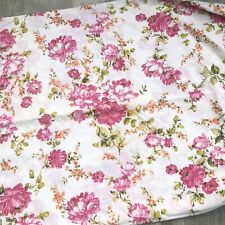 Vintage Pink Roses No Iron Muslin Twin Flat Sheet Shabby Cottagecore Country picture