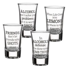 Lillian Rose Party Shot Glasses 1.5 Oz Clear Modern Text Print Reusable Set of 4 picture