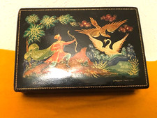 🔥1970 Palekh #12985 Famous Artist A. Terekhin Russian lacquer box Prince Swan picture