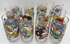 Vintage 1982-1983 SMURF Glasses Set of 12 by Peyo Wallace Berrie & Co Near Mint picture