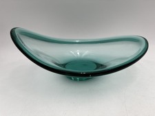 Vtg Mid Century Modern Holmegaard Selandia Green Glass Per Lutken Bowl 10