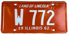 Vintage Illinois 1962 Trailer License Plate W 772 Garage Airstream Wall Decor picture
