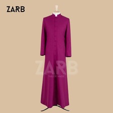 Men's Magenta Purple Roman Catholic Bishop Cassock Clergy Soutane Wool Blend picture