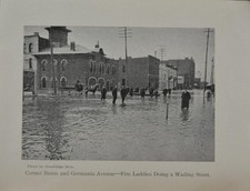 Antique Downtown Saginaw Michigan Great Flood of 1903 Art Print Photo History picture
