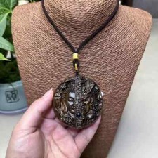 Natural Wood Carving Buddha Demon Pendant Men Woman Lucky Gift Sweater Necklace picture