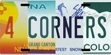 Four 4 Corners New Mexico Arizona Utah Colorado Aluminum Souvenir License Plate  picture