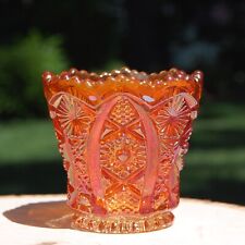 Imperial Daisy & Button Iridescent Marigold Carnival Glass Toothpick Holder picture