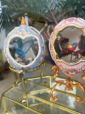 (2) Franklin Mint House of Faberge Porcelain Eggs, Pink and Blue **DAMAGE** picture