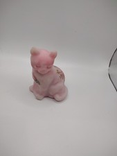 Fenton Ltd. Edition Hand Painted Artist Signed Burmese Satin Glass Cat Figurine picture