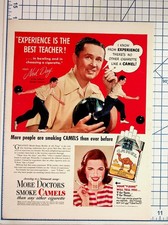 1940s Camel Cigarettes Ad Ned Day Bowling Doctors T-Zone Vintage Print picture