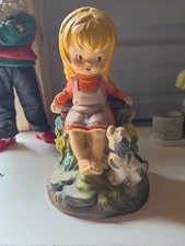 Norleans ceramic girl with puppy Norleans Japan picture