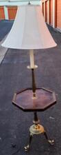 Beautiful Vintage Tray Table Floor Lamp - VGC - Wood Veneer TABLE - BRASS BASE picture