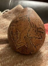 Vintage Antique Peruvian Storyteller Rattle Detailed Hand-Carved Gourd Signed picture