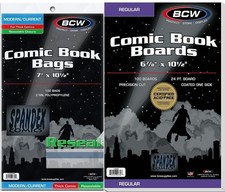 200 BCW Current Resealable Thick Poly Comic Bags & Regular Boards 6 7/8