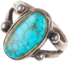 sz6 vintage Navajo sterling silver high grade spiderweb turquoise ring picture