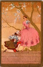 Italian Art Deco Romance Postcard Courtly Couple T Corbella 1941 picture