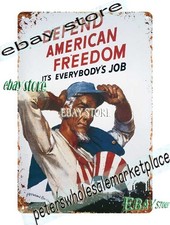 1940s Defend American Freedom Poster USA Tin Sign home deco shop picture