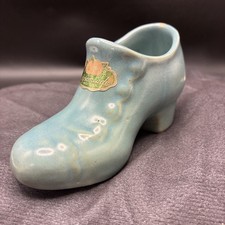 Vtg Rosemeade No. Dakota Pottery Women’s Button Shoe Figurine Blue Trinket Decor picture