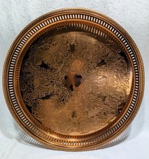 Vtg 70s Coppercraft Guild Copper Serving Tray Floral Scroll Pierced Gallery 15