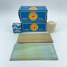 Vintage JOHNSON & JOHNSON Red Cross Cotton Gauze Bandage First Aid Lot USA picture