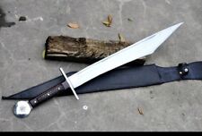 24 inches CUSTOM HANDMADE CARBON STEEL VIKING SWORD WITH LEATHER SHEATH picture