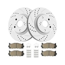 Front Drilled and Slotted Brake Rotors Ceramic Brake Pads Brake Kit Replaceme... picture