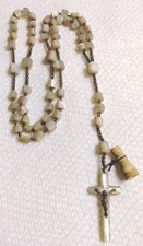 Antique Hand Carved Mother Of Pearl French Rosary Nun Convent Find  picture