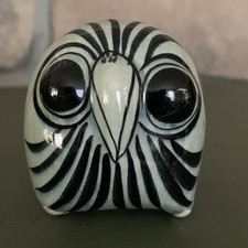 Mexican Tonala Pottery Owl Figurine Vintage 2.25” picture