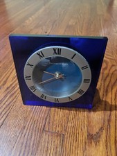 Thomas O Brien Mirror blue  square glass desk clock silver 5.75 × 2.5 picture