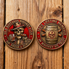 Whiskey Club Old Bastards Challenge Coin Member Collectable A 1-pc picture