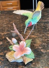 Maruri USA 1989 Ruby-Throated Hummingbird With Azalea Porcelain & Bronze Figurin picture
